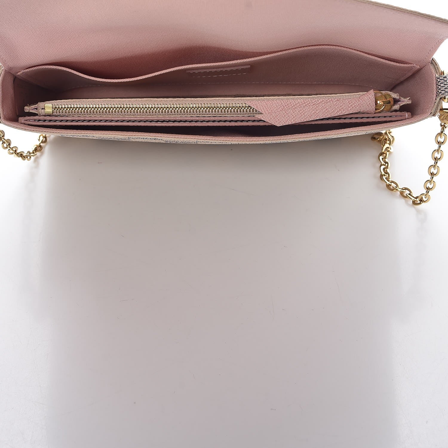 Louis Vuitton Damier Azur Pochette Felicie Chain Wallet Rose Ballerine 7 of 17