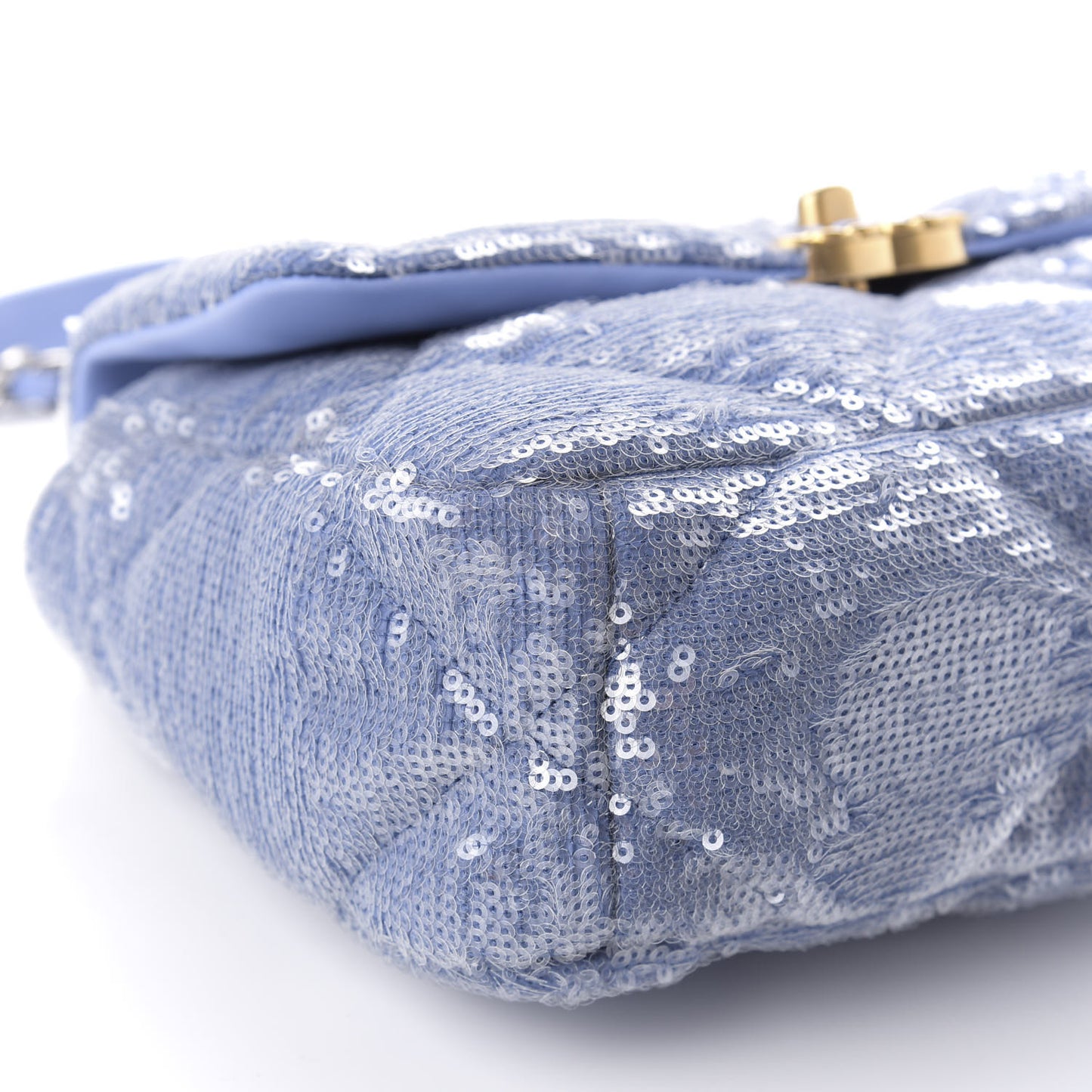 Sequin Quilted Medium Chanel 19 Flap Light Blue