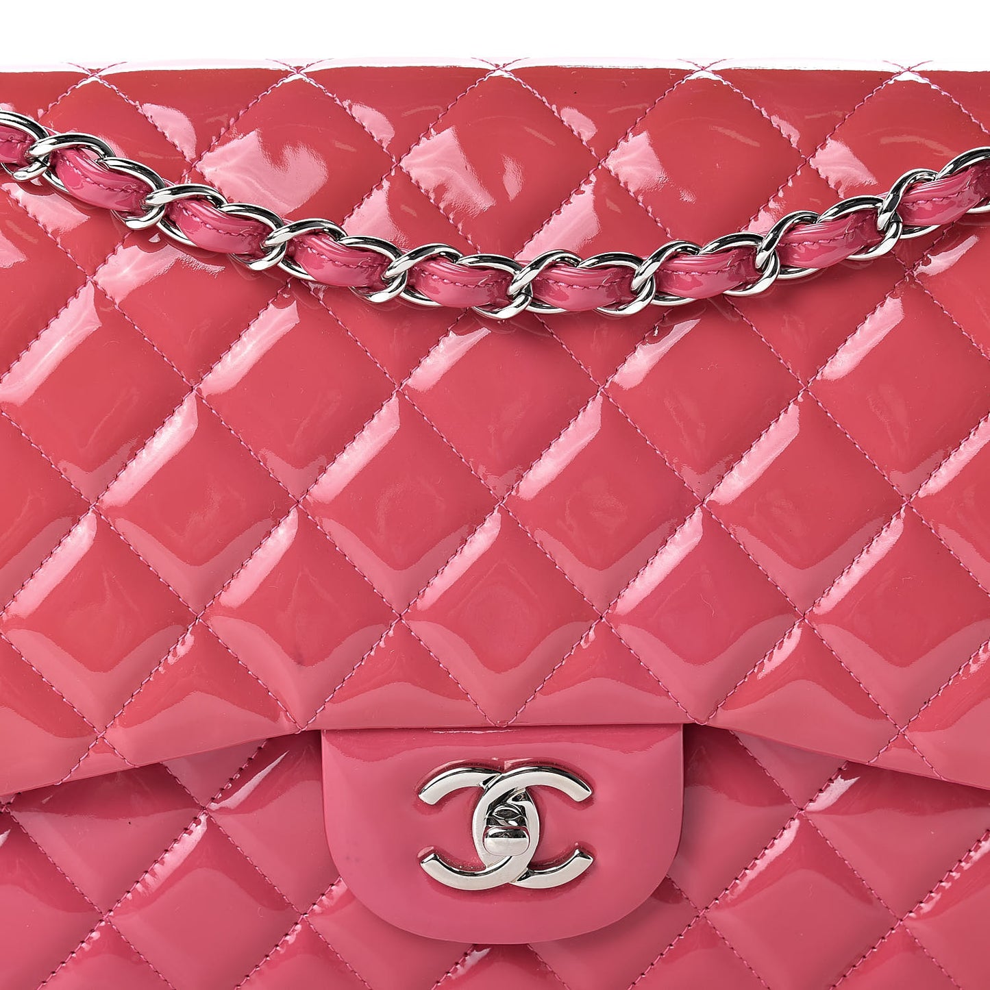 Patent Quilted Jumbo Double Flap Pink