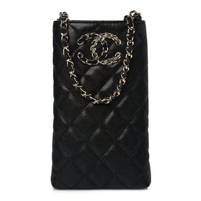 Chanel Caviar Quilted French New Wave Phone Holder With Chain Black 1 of 11