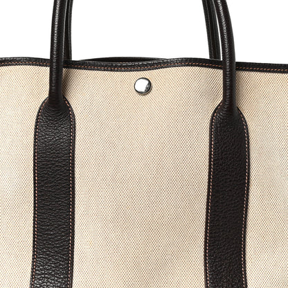 Hermes Buffle Skipper Toile Garden Party 36 MM Tote Marron Fonce 8 of 12