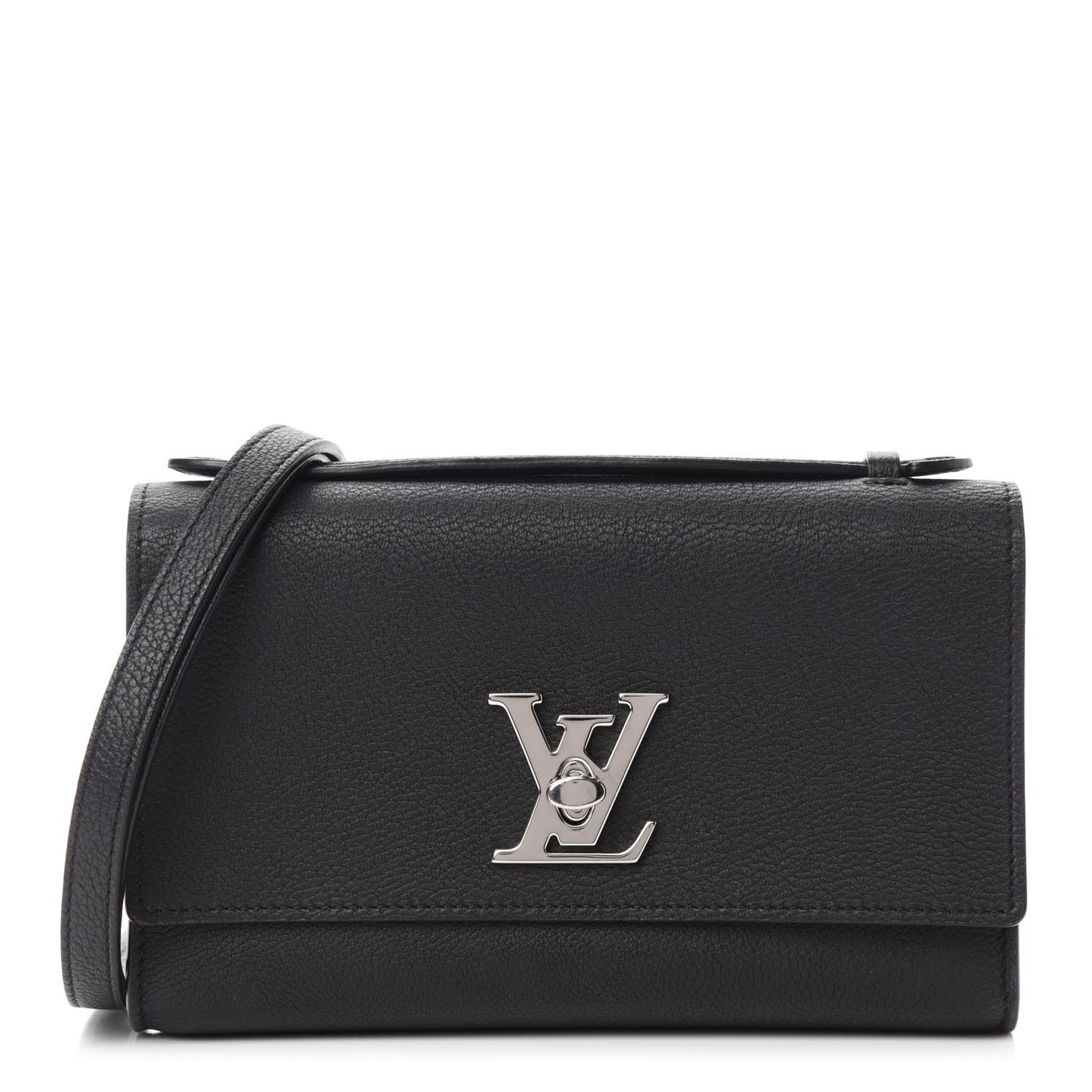 Calfskin Lockme Clutch Black