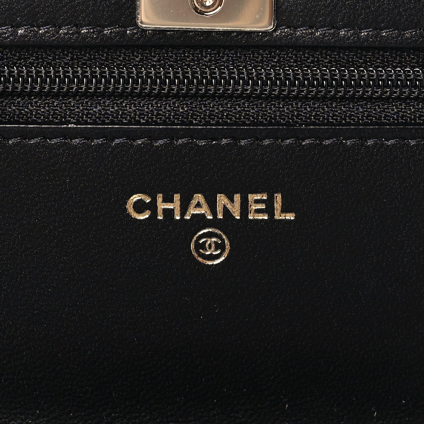 Lambskin Quilted Trendy CC Wallet On Chain WOC Black