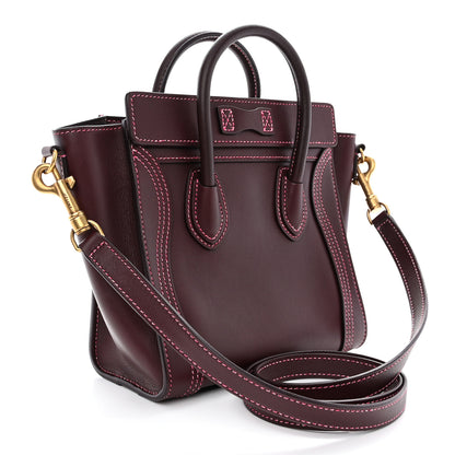 Celine Satin Calfskin Nano Double Stitching Luggage Burgundy Pink 3 of 11