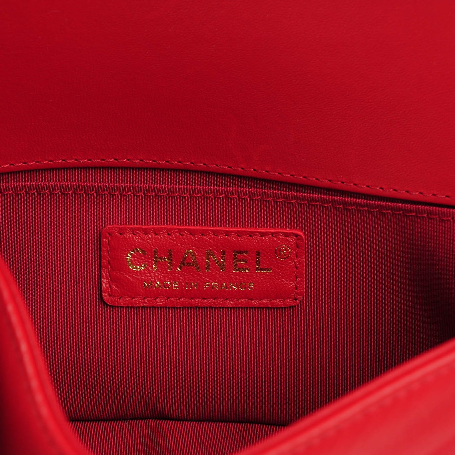 Lambskin Quilted Small Boy Flap Red