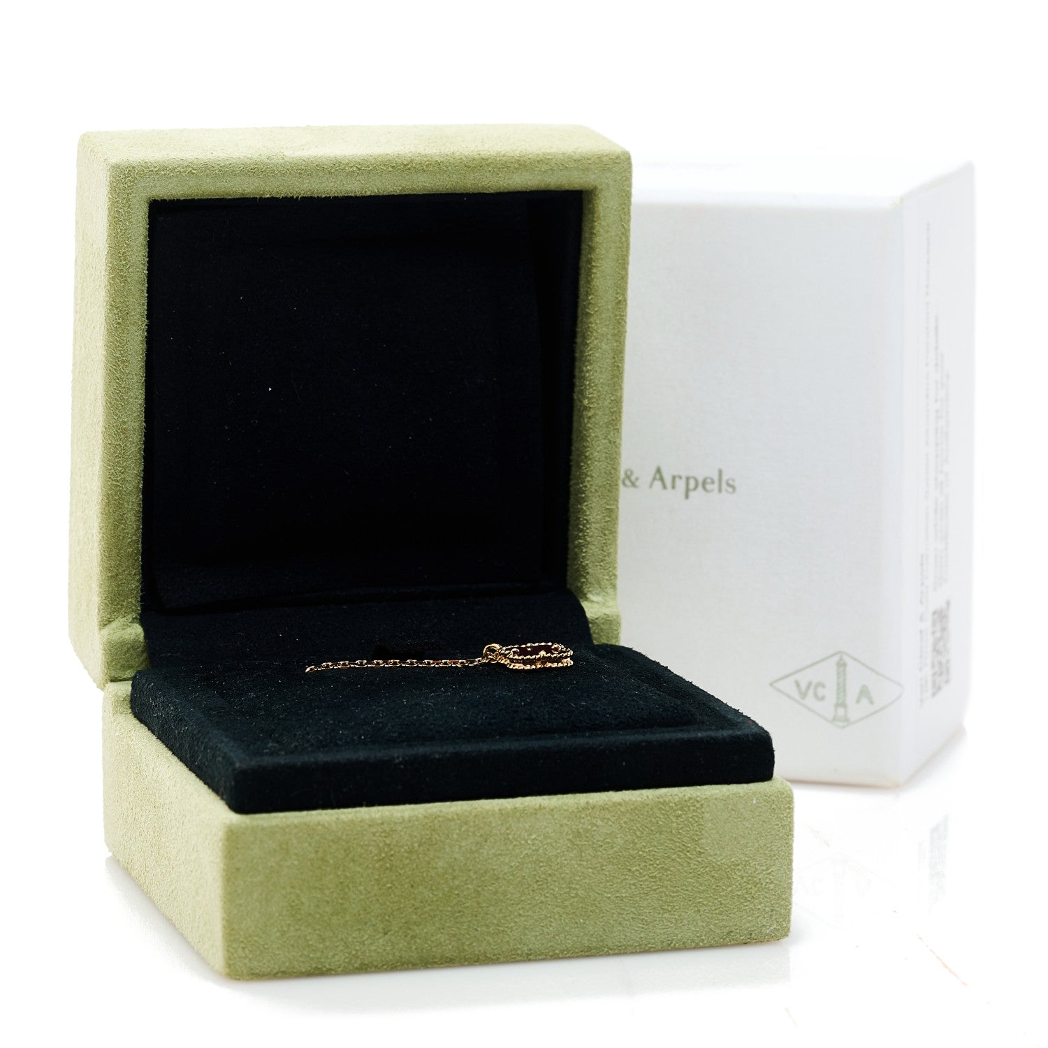 Van Cleef & Arpels 18K Rose Gold Carnelian Sweet Alhambra Pendant Necklace 7 of 7