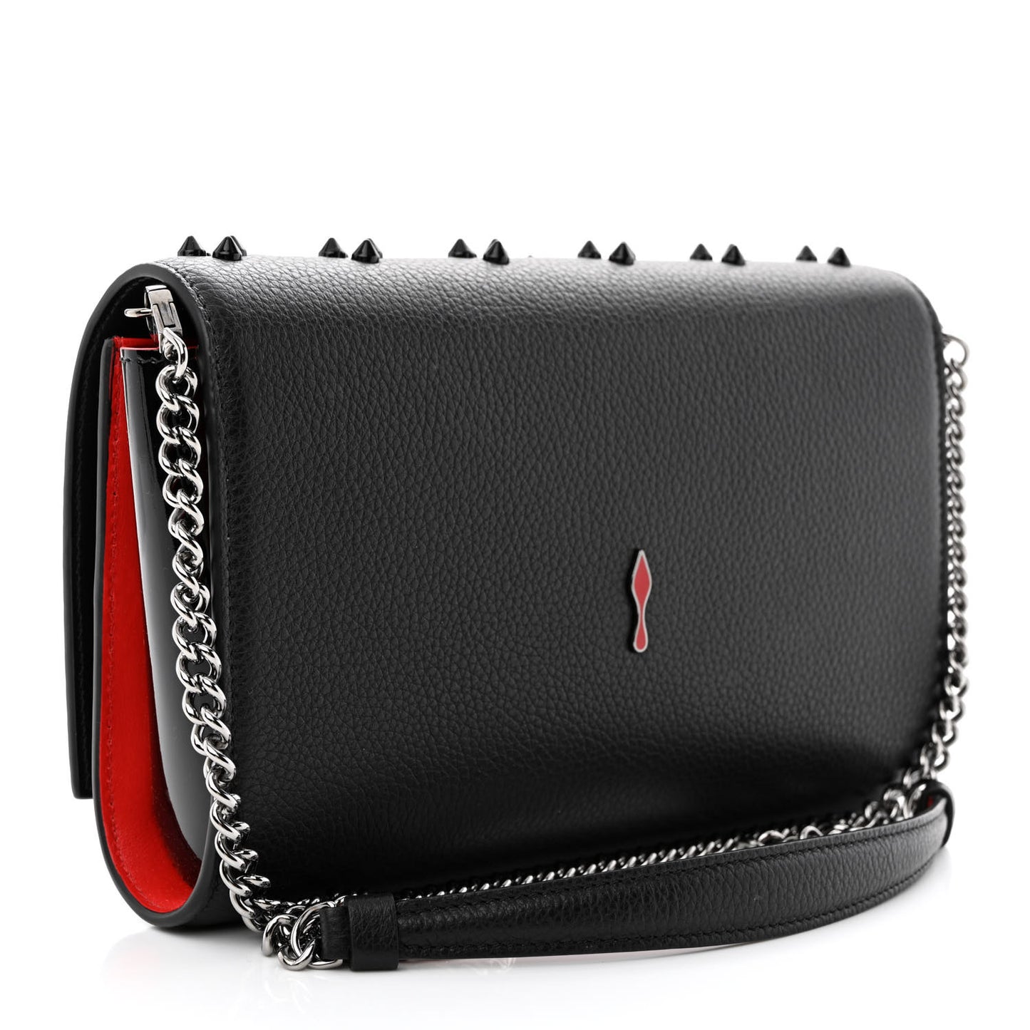Calfskin Spikes Loubinthesky Paloma Clutch Black