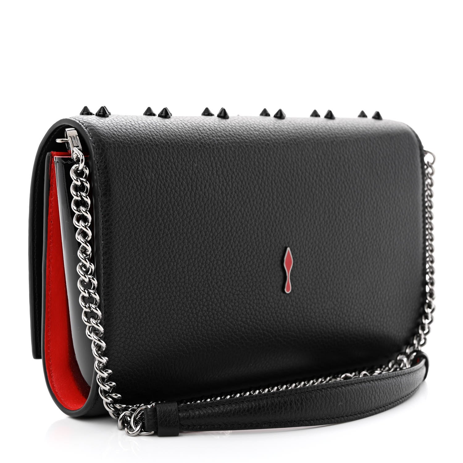 Christian Louboutin Calfskin Spikes Loubinthesky Paloma Clutch Black 3 of 11