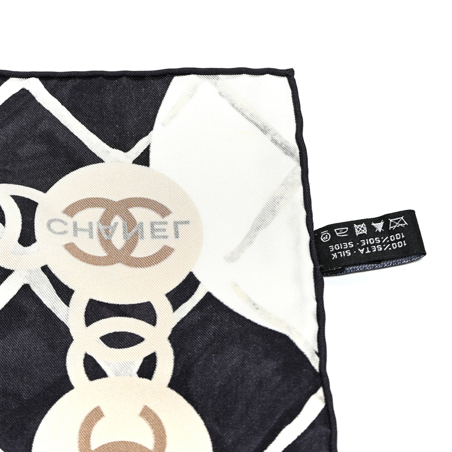 Chanel Silk Camellia CC Square Scarf Black 1802885 – FASHIONPHILE