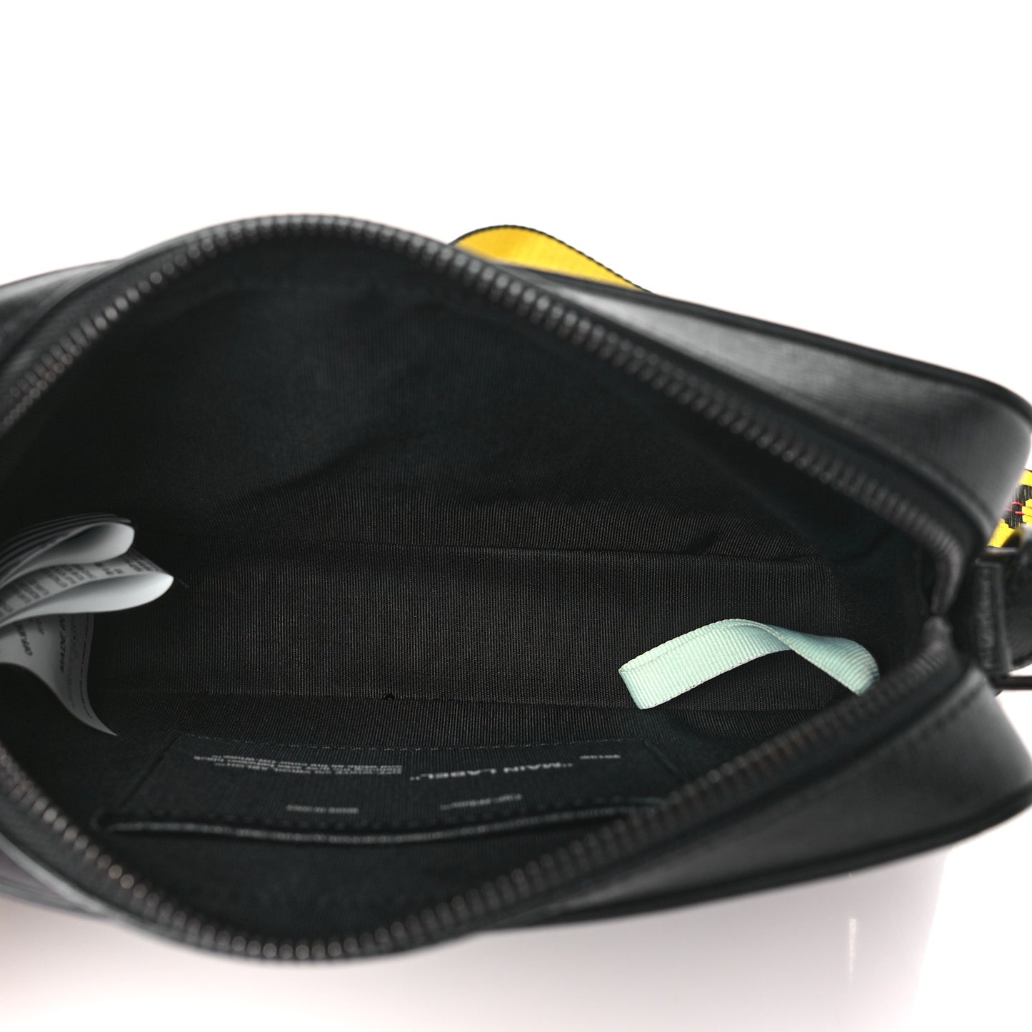 Saffiano Striped Mini Diag Bag Black White