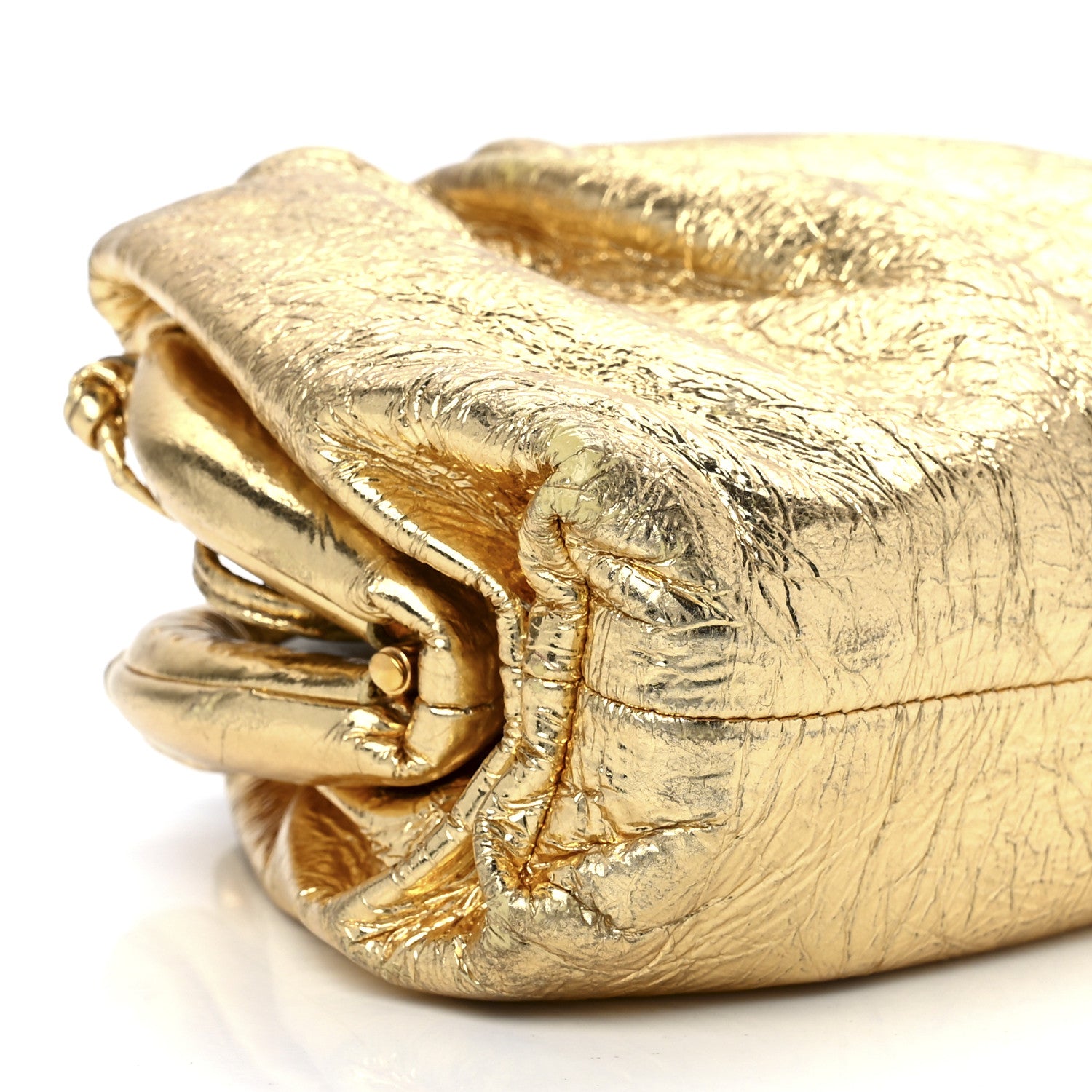 Bottega Veneta Metallic Crinkled Lambskin The Mini Pouch Oro 11 of 13