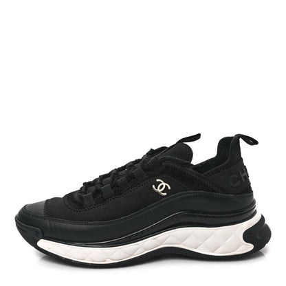 Chanel Velvet Calfskin Mixed Fibers CC Sneakers 37.5 Black 1 of 9