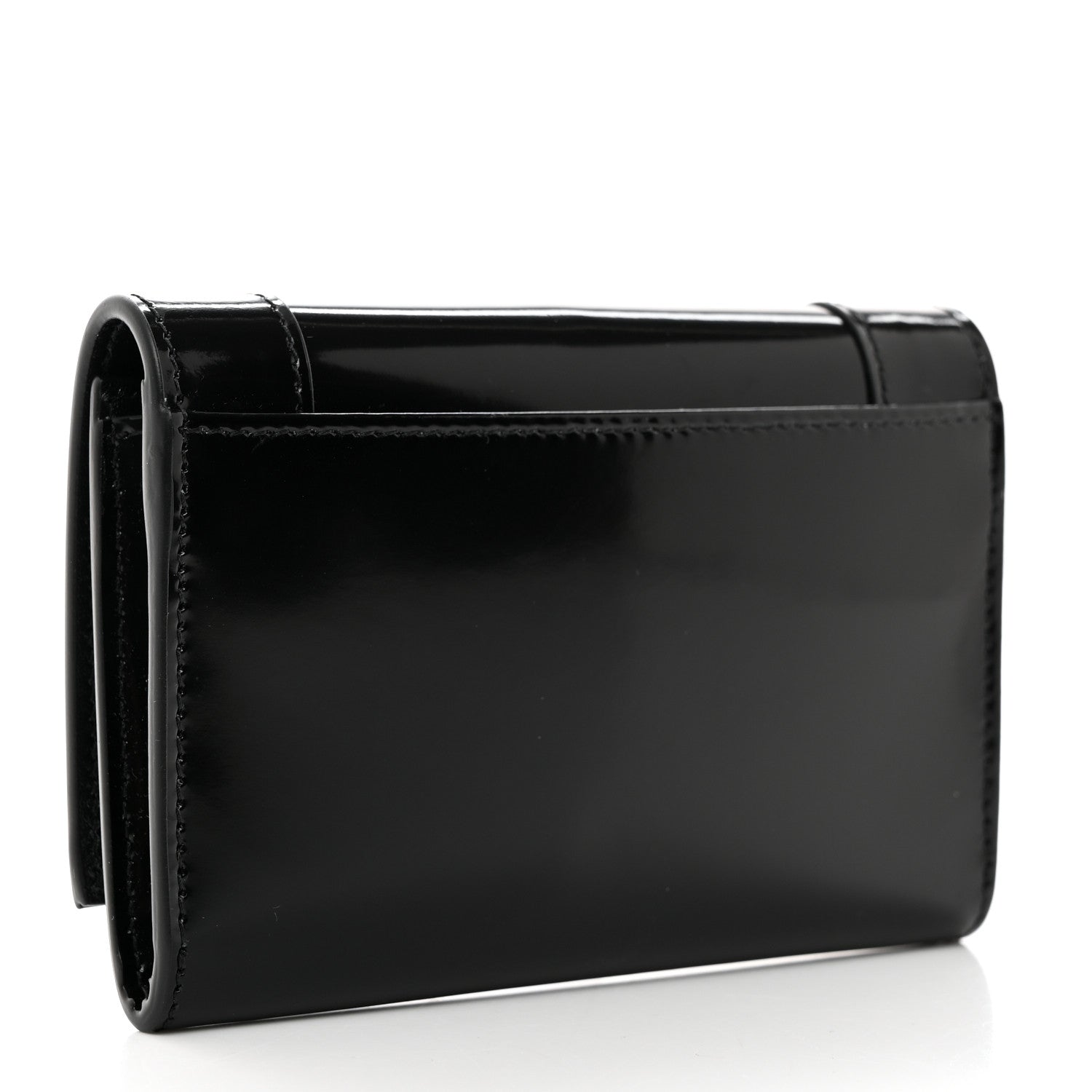 Saint Laurent Shiny Calfskin Small Monogram Cassandre Envelope Wallet Black 3 of 6
