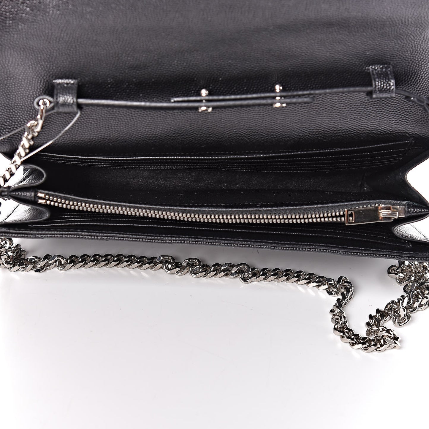 Grain De Poudre Matelasse Chevron Monogram Chain Wallet Black