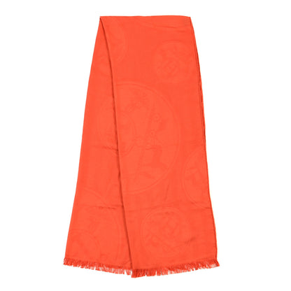 Hermes Cashmere Silk New Libris Stole Orange Exotique 2 of 3