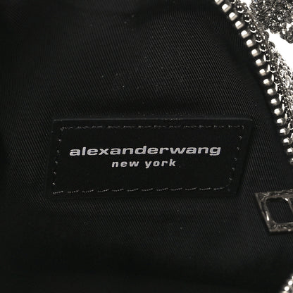 Alexander Wang Mesh Crystal Rhinestone Mini Scrunchie Clutch Black Silver 6 of 8