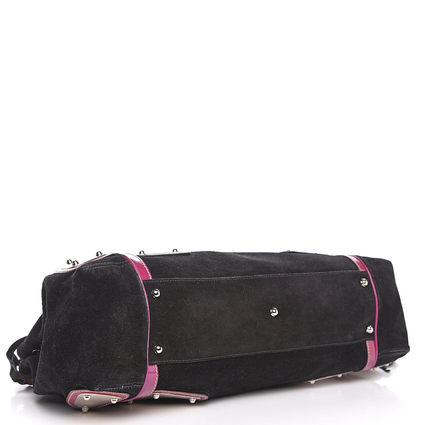 Suede Race Medium Top Handle Tote Black
