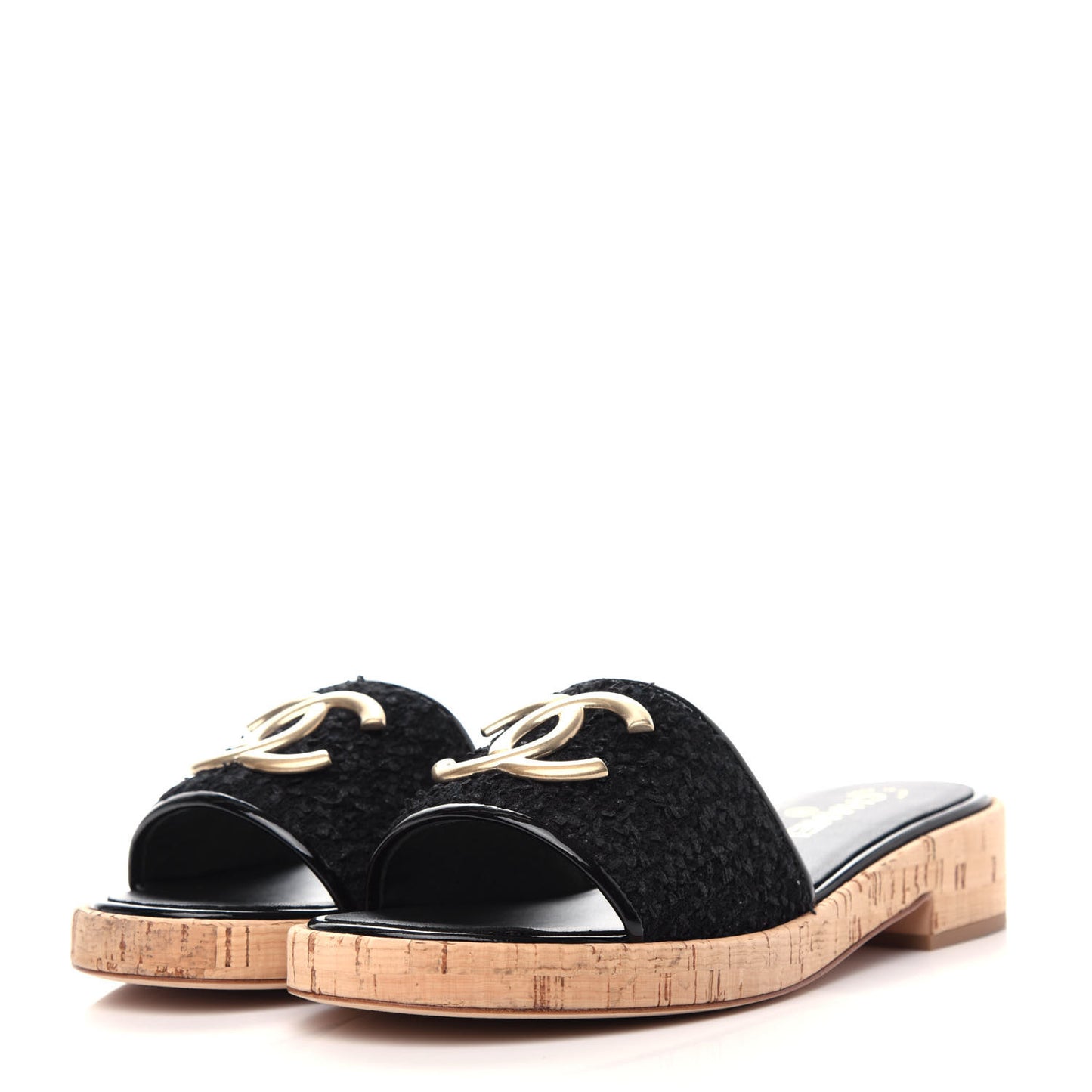 Tweed Cork CC Mule Sandal 40 Black