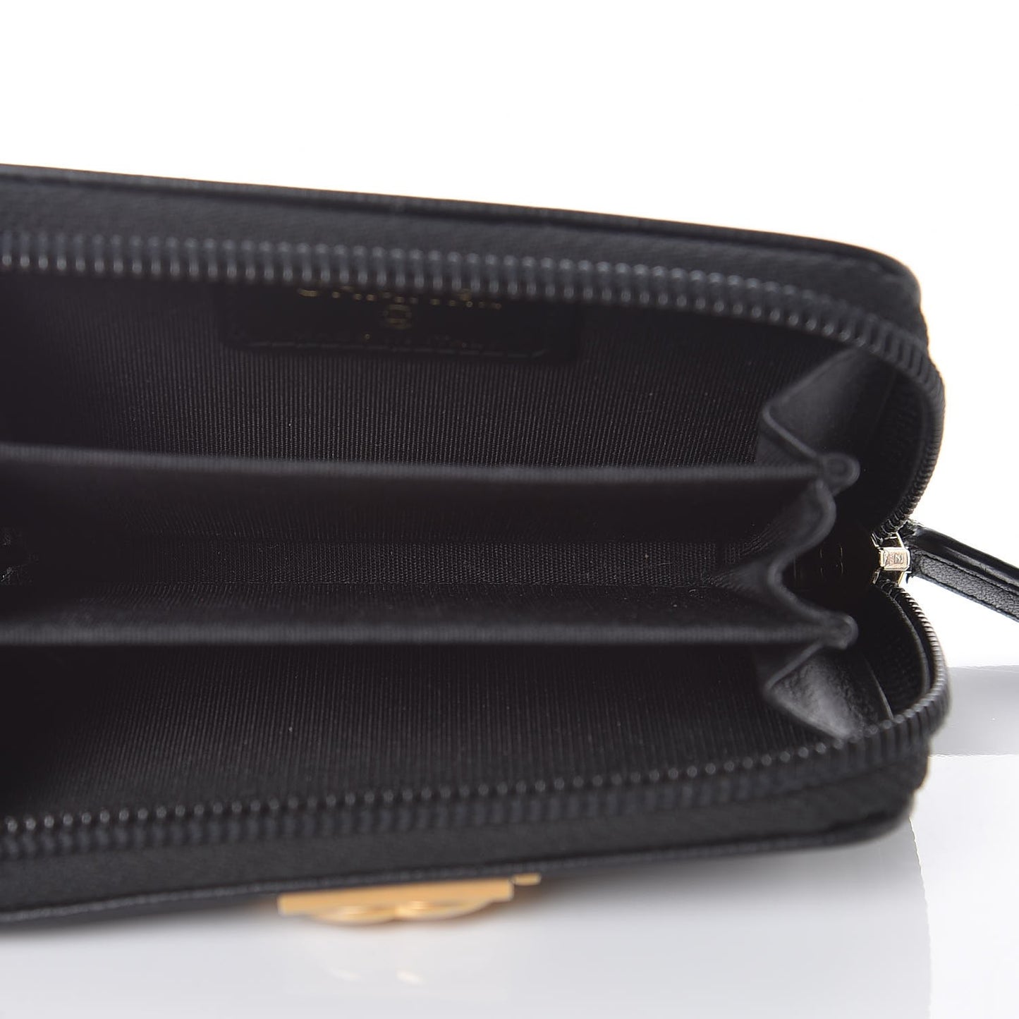 Caviar Quilted Boy Zip Around Coin Purse Wallet Black