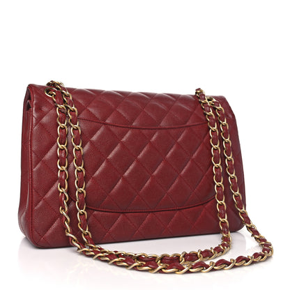 Chanel Iridescent Caviar Quilted Jumbo Double Flap Burgundy 3 of 12