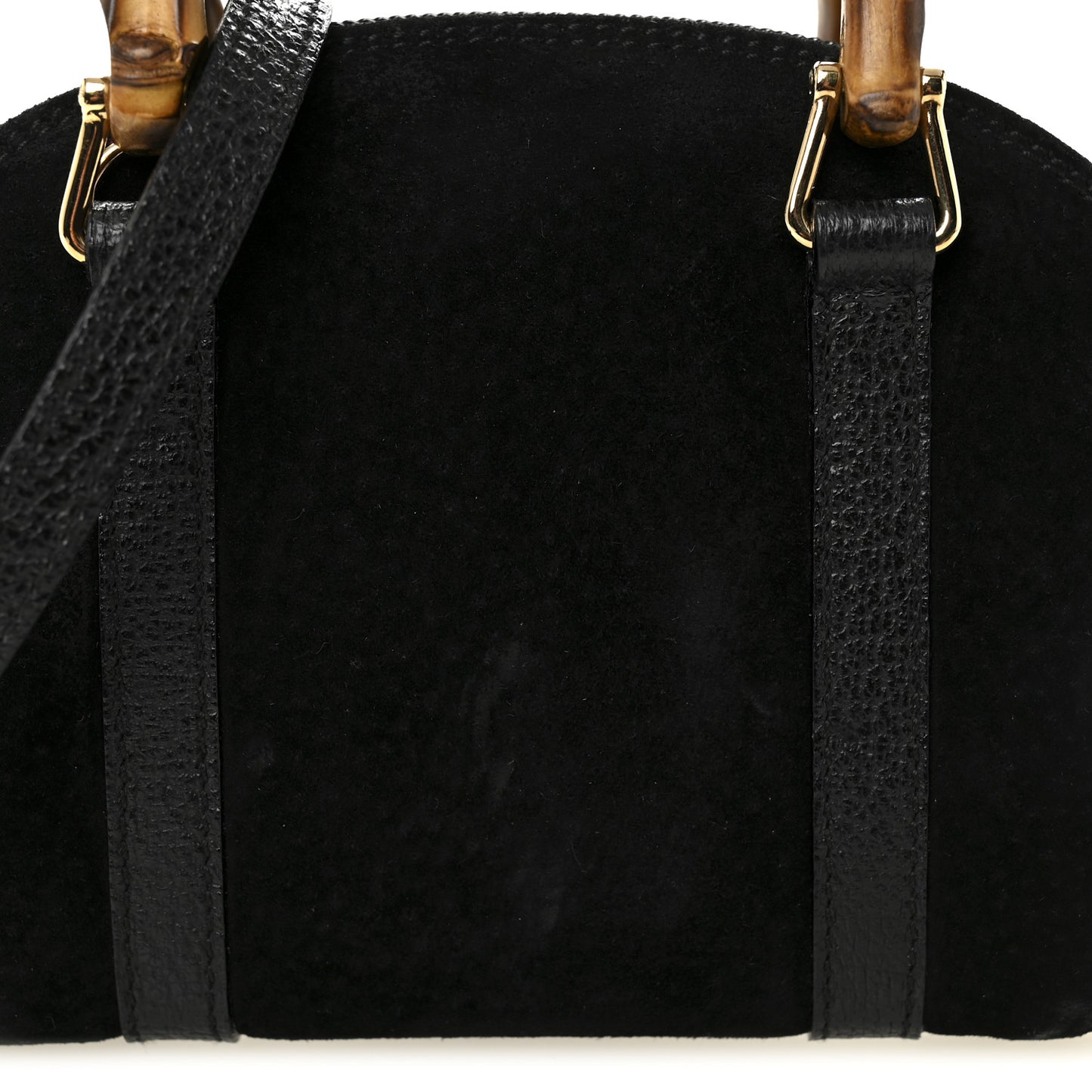 Suede Mini Bamboo Handle Bag Black