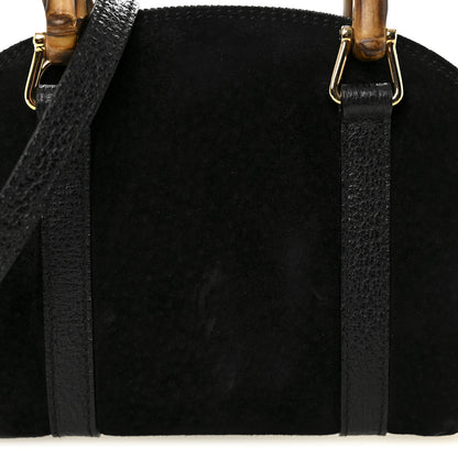 Gucci Suede Mini Bamboo Handle Bag Black 7 of 10