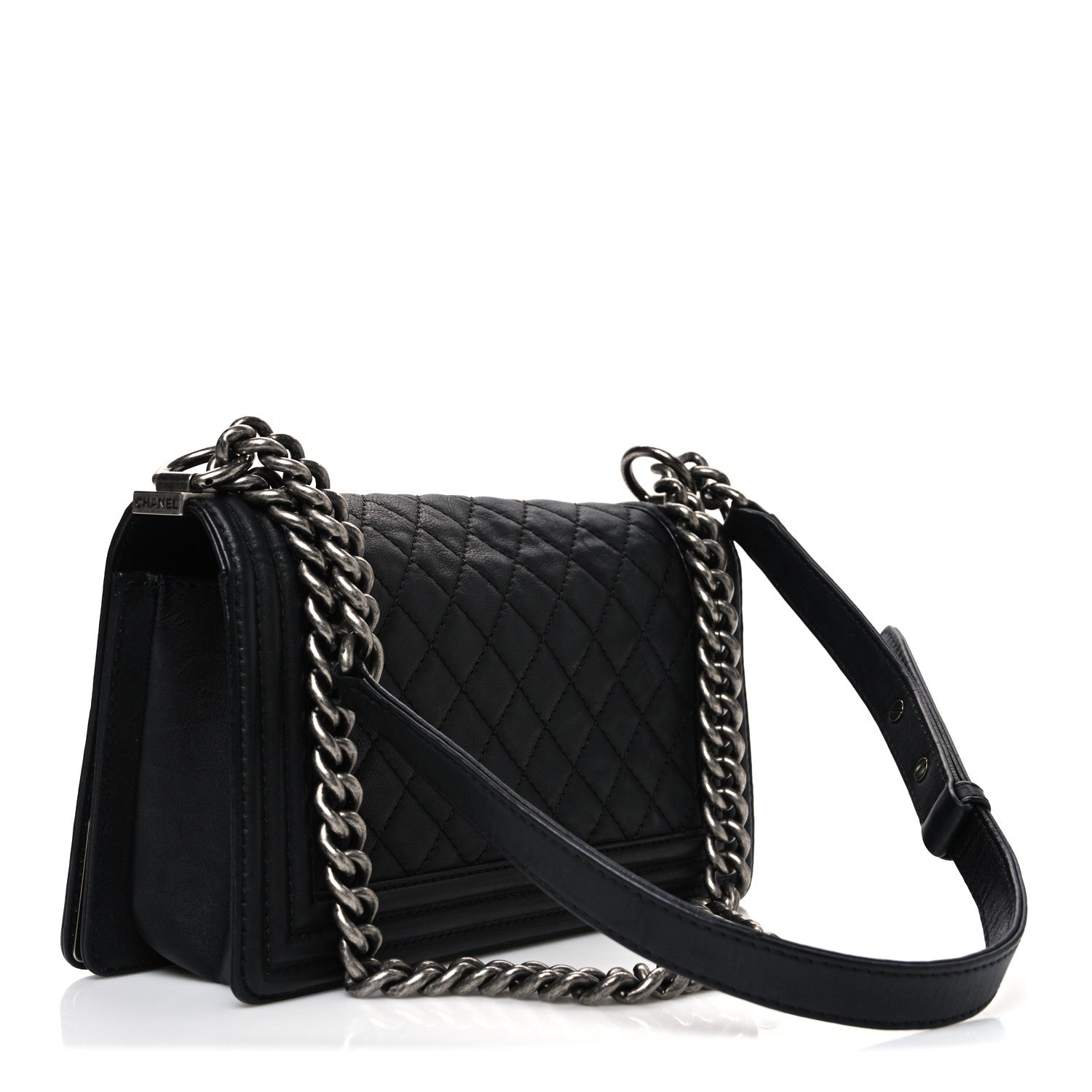 Chanel Calfskin Quilted Metal Embellished Paris Dallas Medium Boy Flap Black 3 of 10