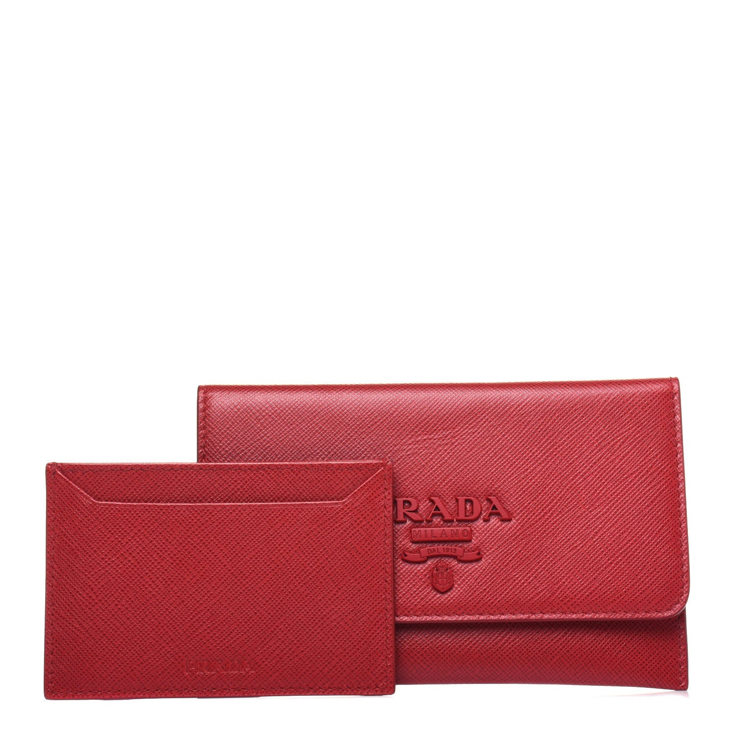 Prada Saffiano Monochrome Flap Wallet Fuoco 1 of 9