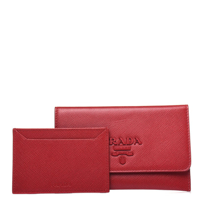 Prada Saffiano Monochrome Flap Wallet Fuoco 1 of 9
