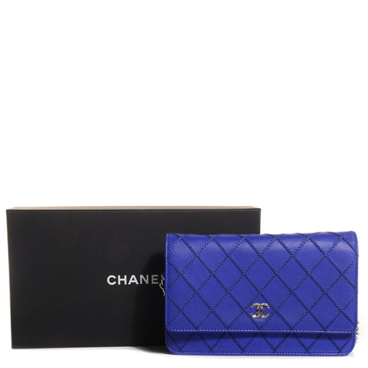 Chanel Calfskin Quilted Fancy CC Wallet On Chain WOC Blue 11 of 11