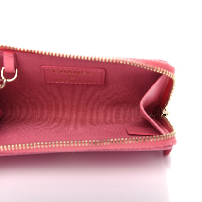 Chanel Caviar Camellia Embossed Key Holder Case Pink 5 of 8