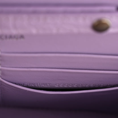 Balenciaga Shiny Calfskin Crocodile Embossed Hourglass Chain Bag Lilac 6 of 11