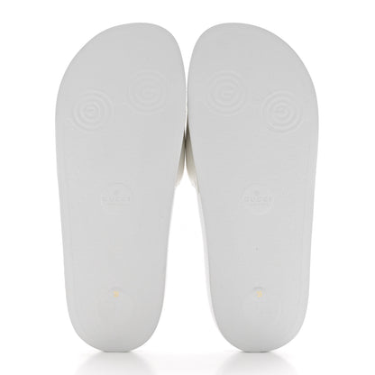 Gucci Nappa Miro Soft Calfskin Womens Interlocking G Slide Sandals 39 Great White Hibiscus Red 5 of 9