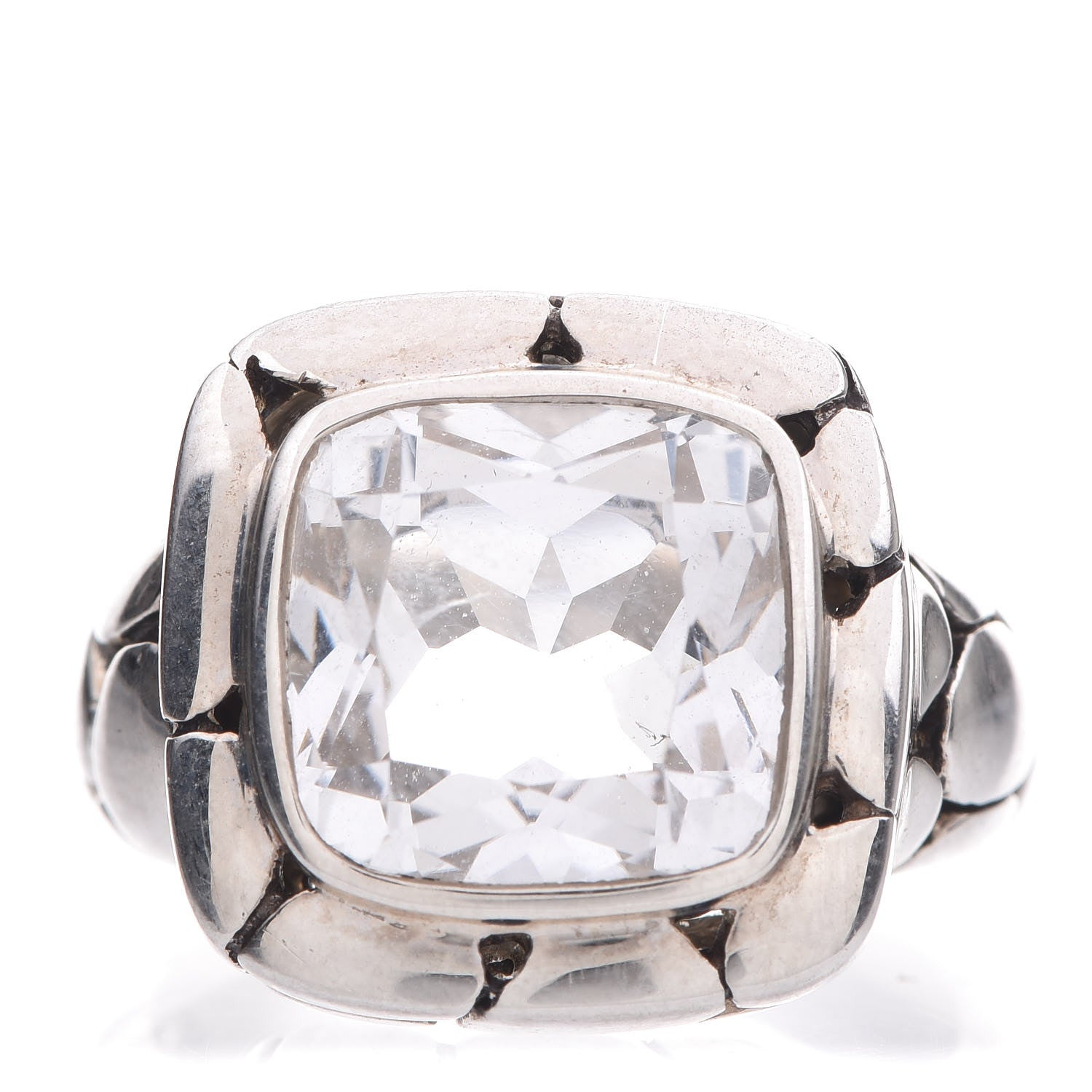 John Hardy Sterling Silver White Topaz Kali Square Ring 54 7 1 of 5
