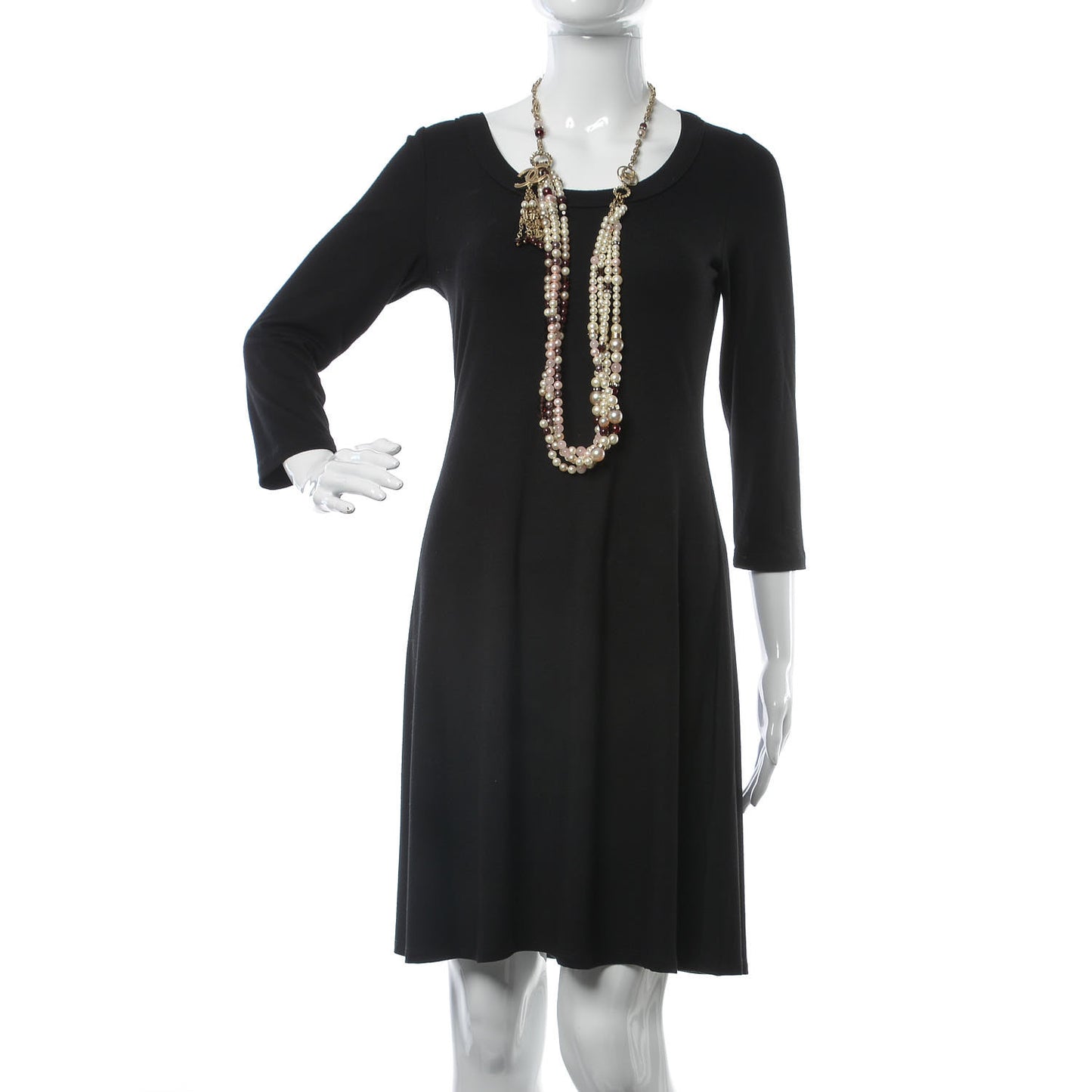 Pearl CC Tassel Multistrand Necklace Gold Burgundy