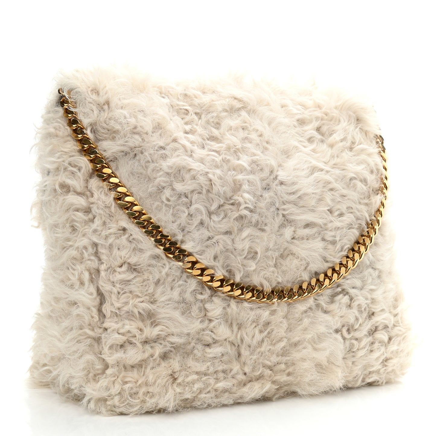 Shearling Gourmette Shoulder Bag Cream