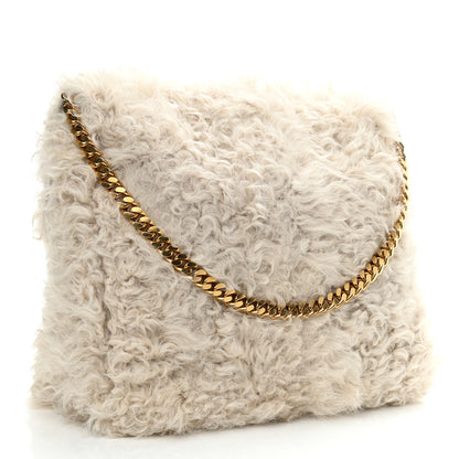 Celine Shearling Gourmette Shoulder Bag Cream 3 of 10