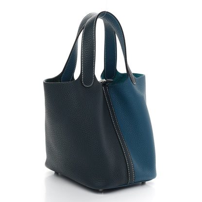 Hermes Taurillon Clemence Casaque Picotin Lock 18 PM Vert Bosphore Vert Cypress 3 of 9