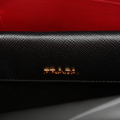 Prada Saffiano Cuir Medium Double Bag Black Fuoco 6 of 14