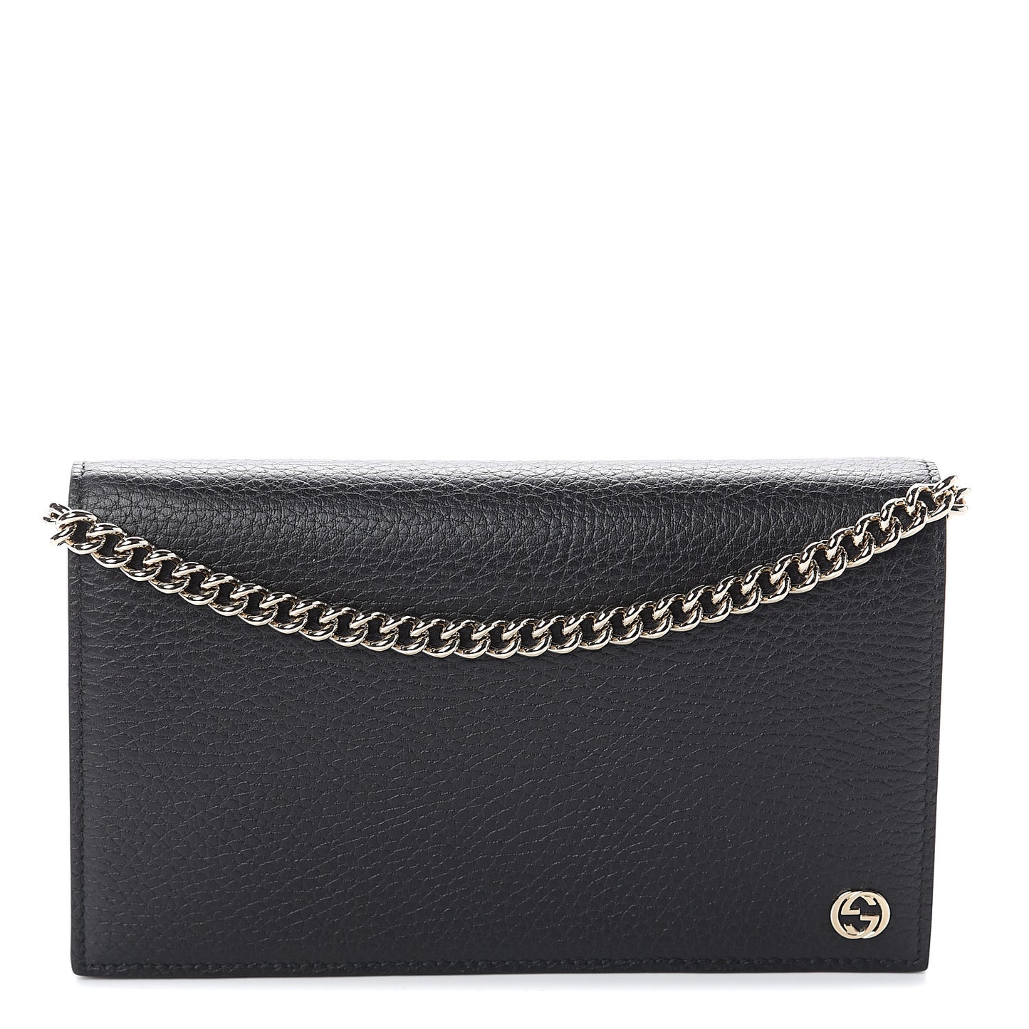 Dollar Calfskin Medium Betty Chain Wallet Black
