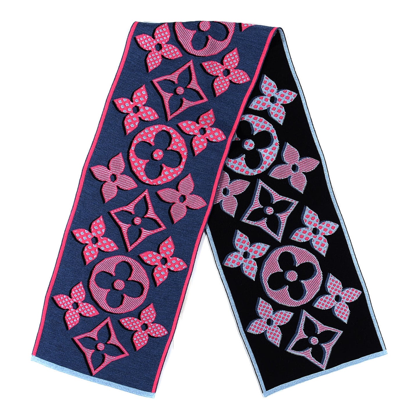 Wool Giant Pop Monogram Scarf Black Multicolor