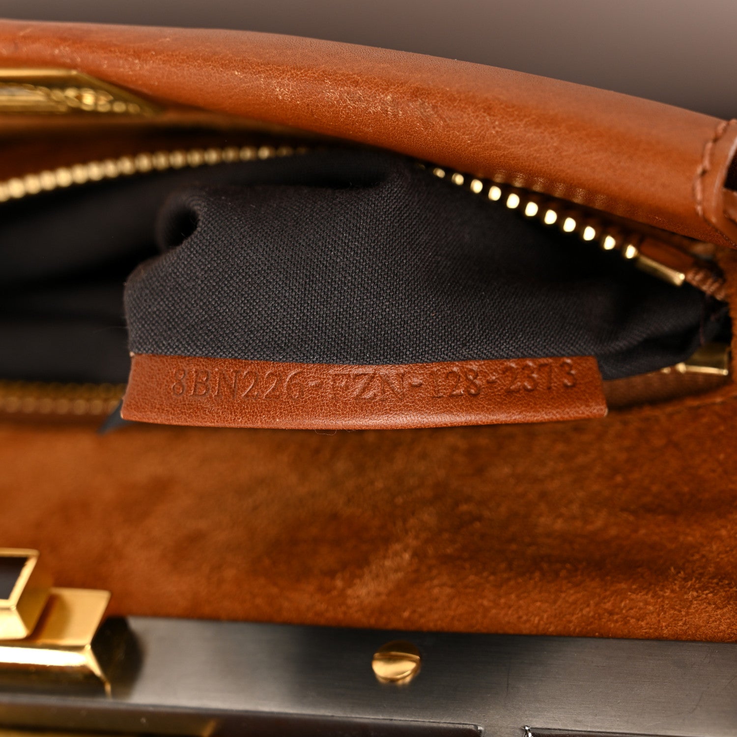Fendi Vitello Suede Medium Peekaboo Iconic Satchel Cuoio Rame Moro 8 of 17
