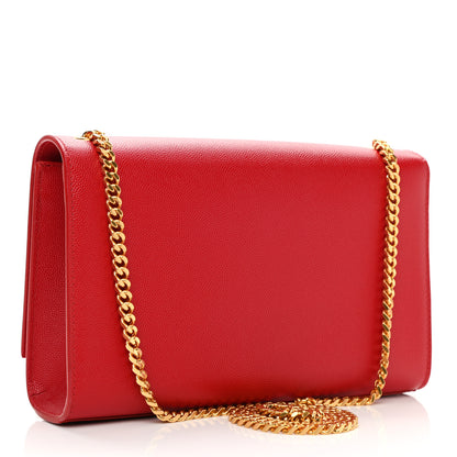 Saint Laurent Grain De Poudre Medium Monogram Kate Satchel Red 3 of 10