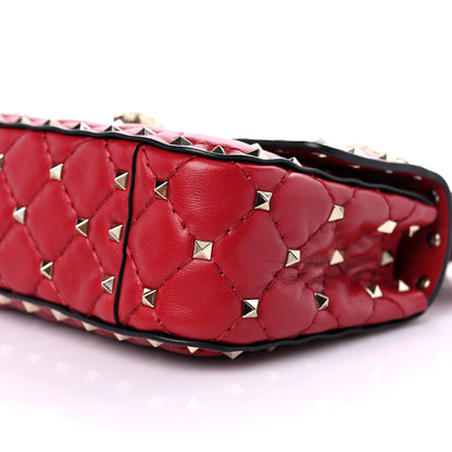 Valentino Garavani Lambskin Small Rockstud Spike Shoulder Bag Red 8 of 9