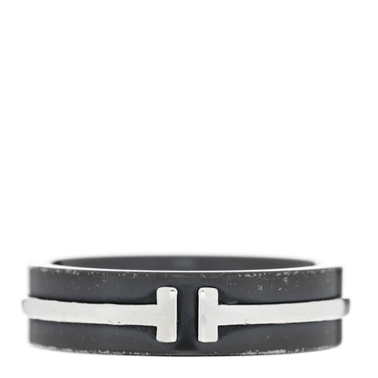 Tiffany Sterling Silver Titanium Tiffany T Wide Band Ring 56 7.5 1 of 4