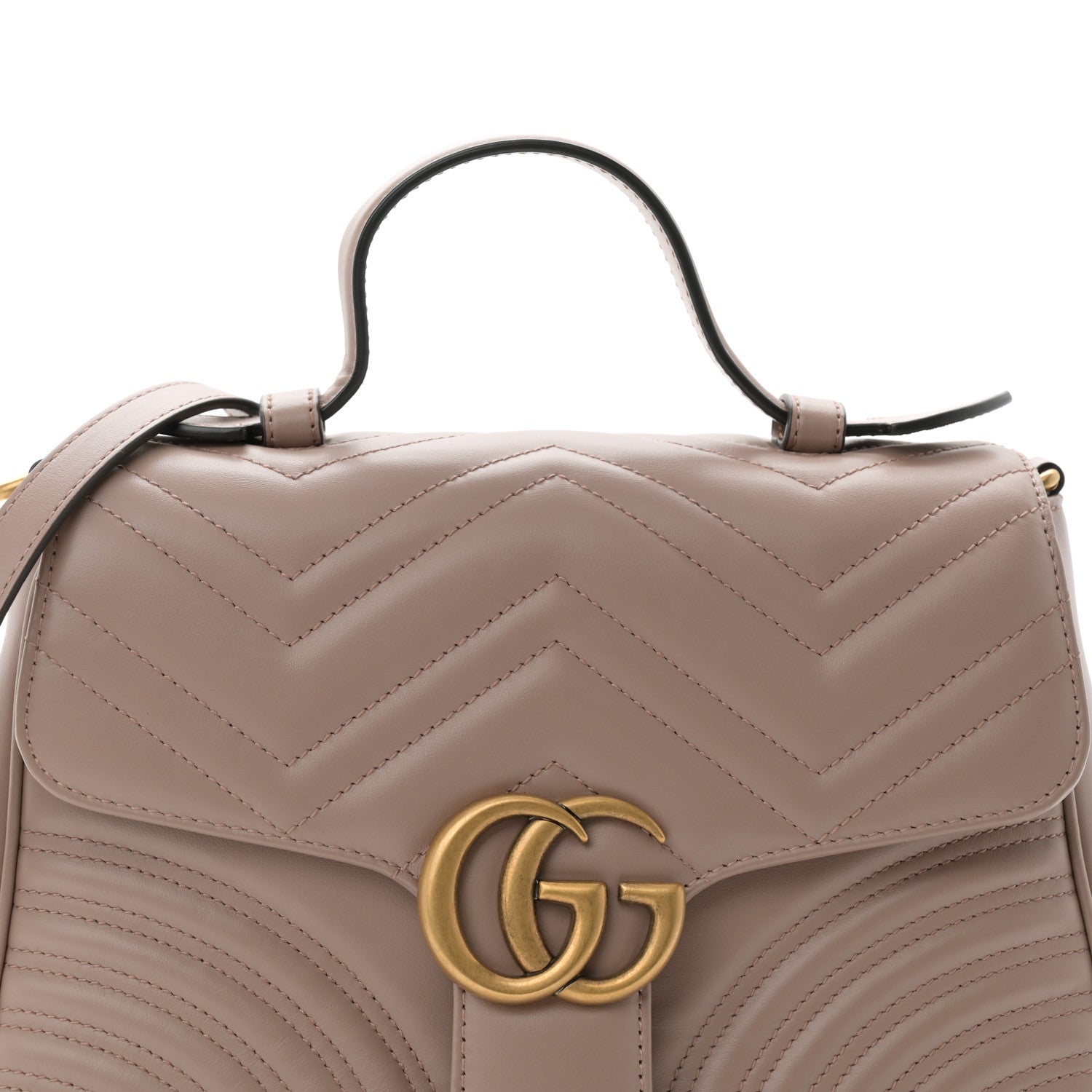 Gucci Calfskin Matelasse Small GG Marmont Top Handle Shoulder Bag  Porcelain Rose 8 of 10