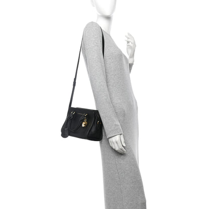 Alexander McQueen Pebbled Calfskin Mini Skull Padlock Zip Around Tote Black 2 of 12