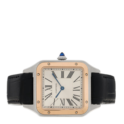 Cartier Stainless Steel 18K Pink Gold Alligator 31.4mm Santos Dumont Quartz Watch 2 of 5