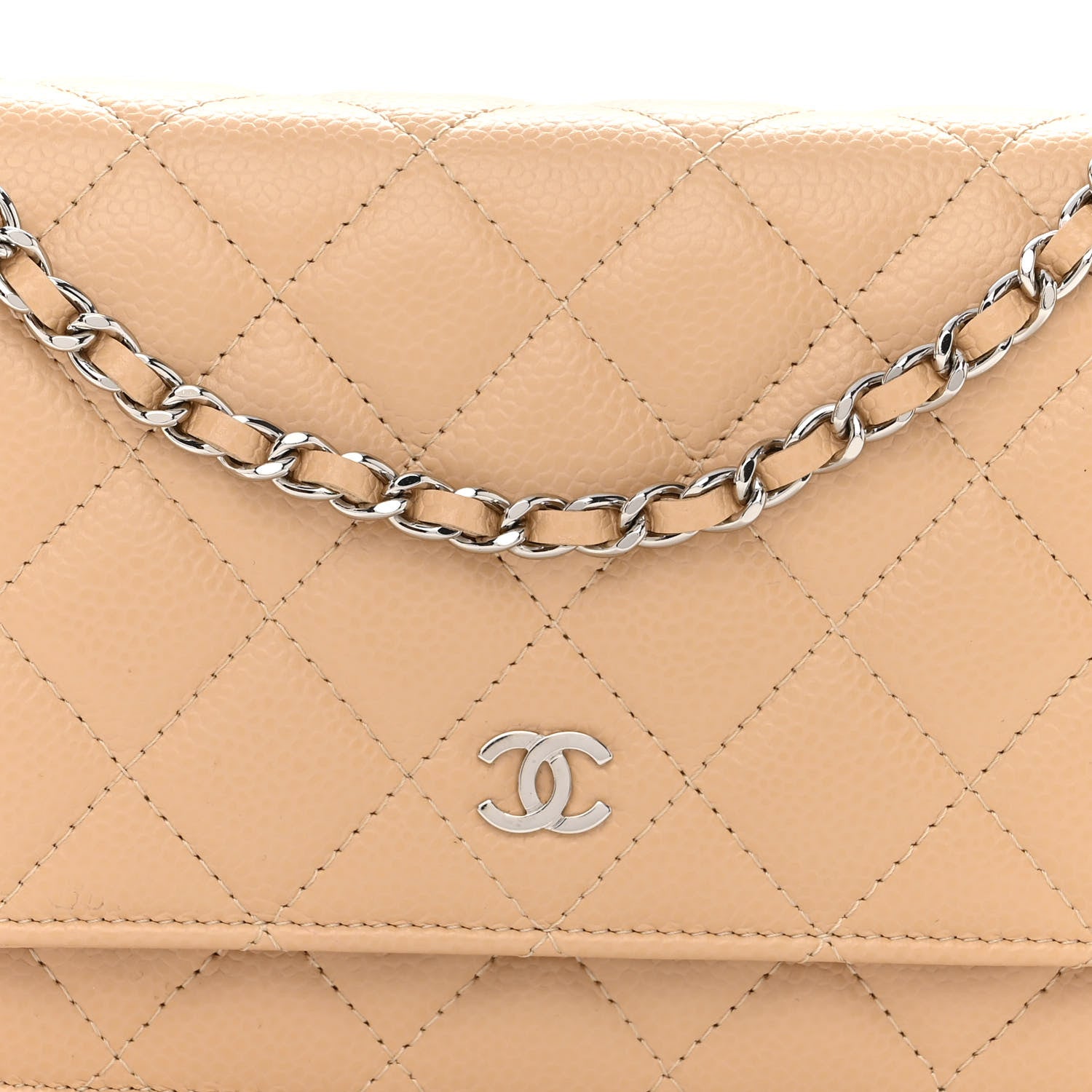 Chanel Caviar Quilted Wallet On Chain WOC Beige 10 of 12