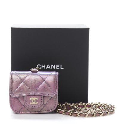 Chanel Iridescent Lambskin Quilted Airpods Pro Case Purple 13 of 13